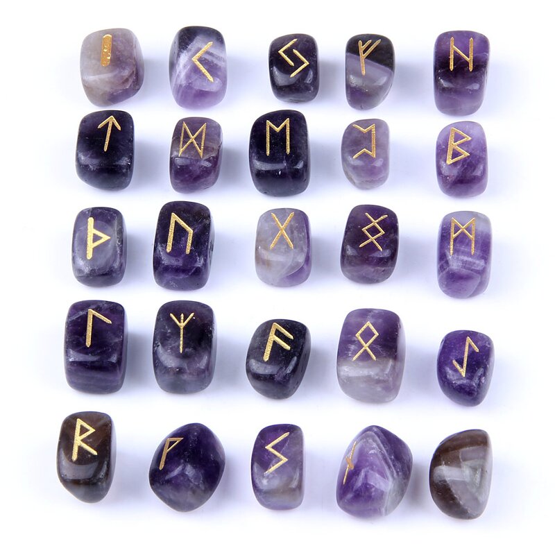 Crystal Runes Set Manufacturer - Natural Amethyst for Meditation Divination Healing Witches Rose Quartz