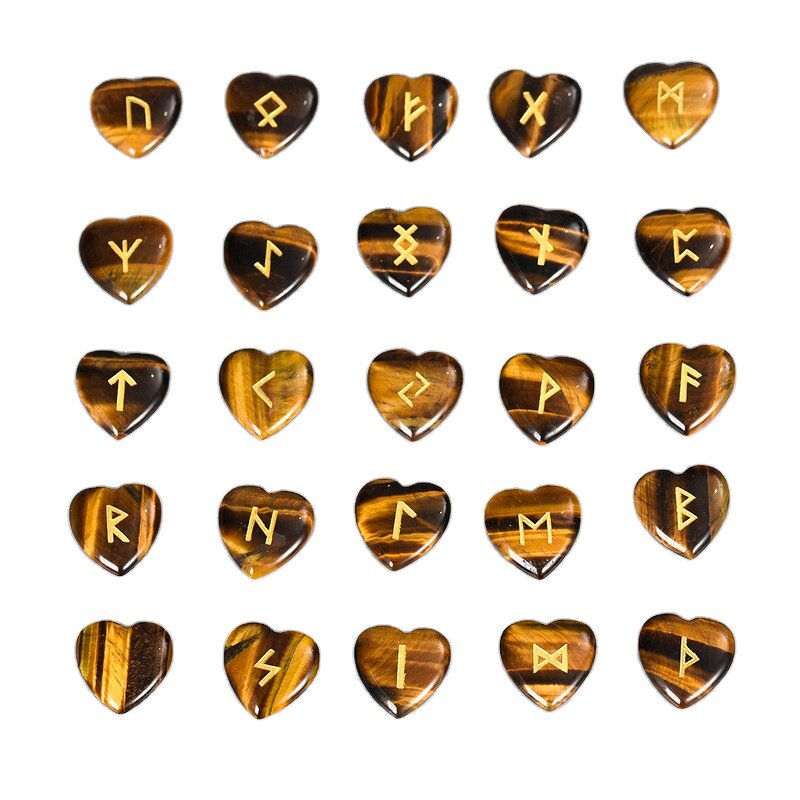 Rune Stone Set Manufacturer - Cheap 25pcs Velvet Bag Heart Shape Engraved Carnelian Customized