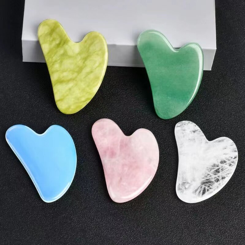 Gua Sha Scraping Board Manufacturer - 2024 New White Jade Custom Logo Heart Stone Facial Tool