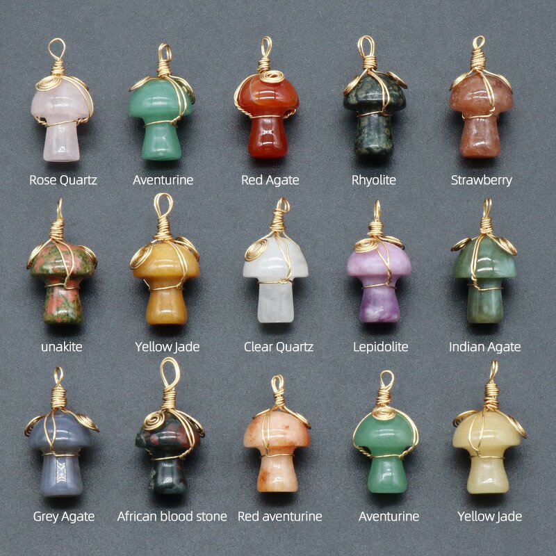 Stone Pendant Manufacturer - Natural Tiger Eye Quartz Amethysts Leaf Mushroom for Jewelry