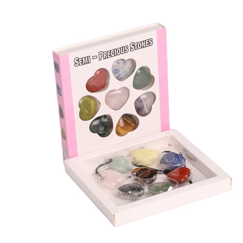 Stone Pendant Necklace Manufacturer - Wholesale Natural Crystals Chakra Beads Heart Shape