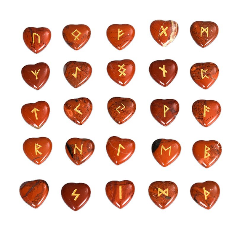 Rune Stone Set Manufacturer - Cheap 25pcs Velvet Bag Heart Shape Engraved Carnelian Customized