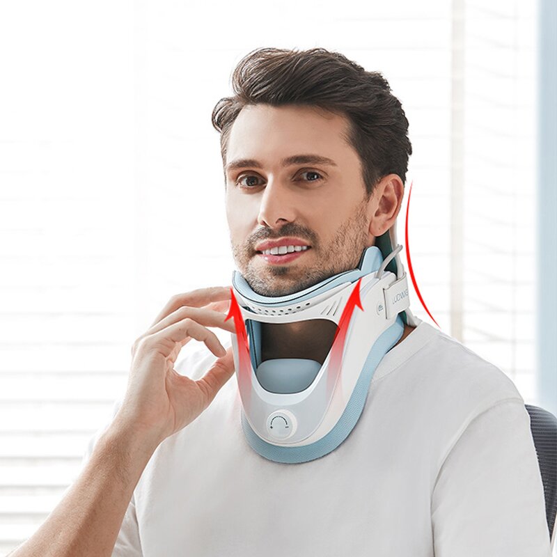 Cervical Traction Device - Comfortable Adjustable Soft Neck Brace Vertebra Collar