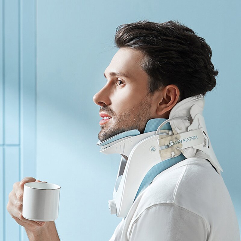 Cervical Traction Device - Comfortable Adjustable Soft Neck Brace Vertebra Collar