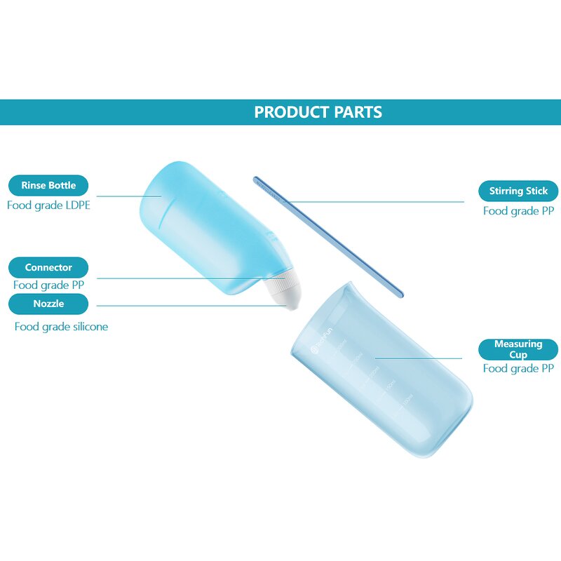 Nasal Wash Kit - Sinus Relief Neilmed Style Rinse Bottle Stainless Dilators