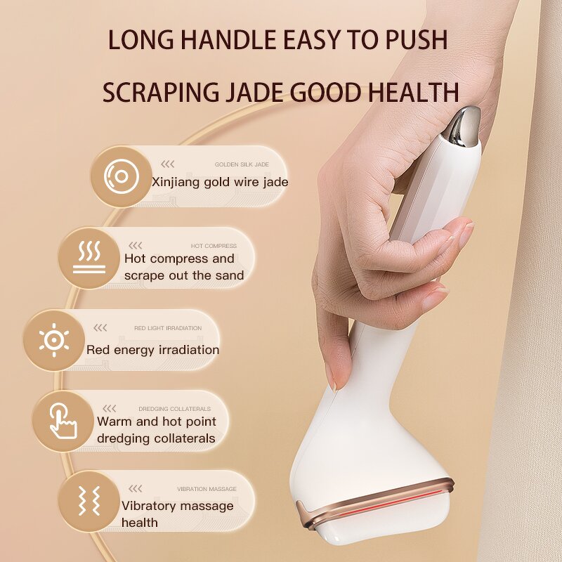 Jade Roller Gua Sha Kit - Techlove Handheld Red Light Wrinkle Remover Body Tool