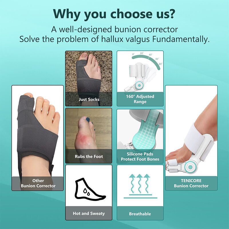 Day & Night Bunion Splint - TENICORE Hallux Valgus Medical Toe Orthopedic Corrector