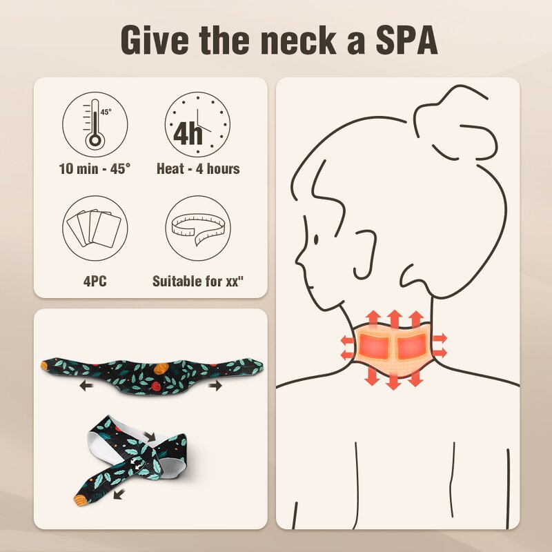 Herbal Neck Heat Patch - Techlove 24 Hour Pain Relief Menstrual Arthritis Strain