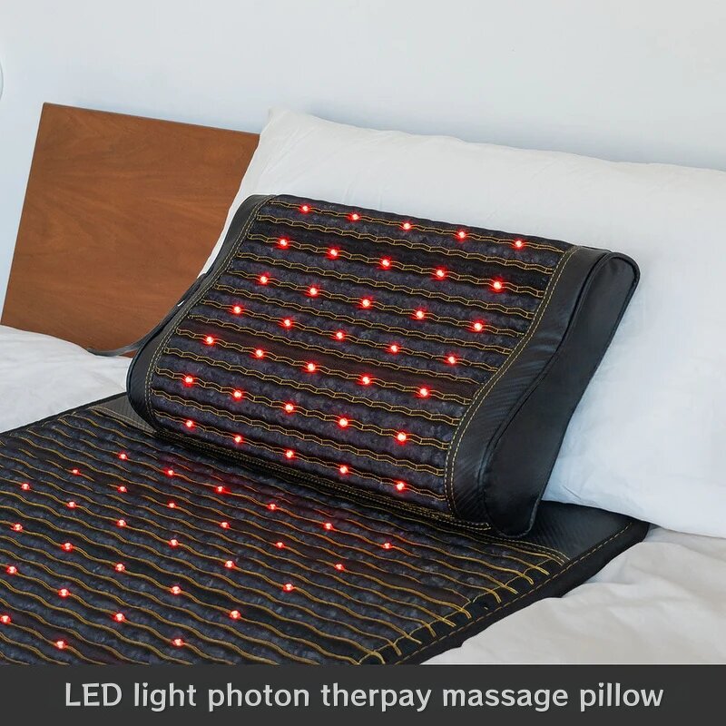 Massage Pillow Manufacturer - 35 LEDs Red Light Therapy Tourmaline Photon for Neck Shoulder Head