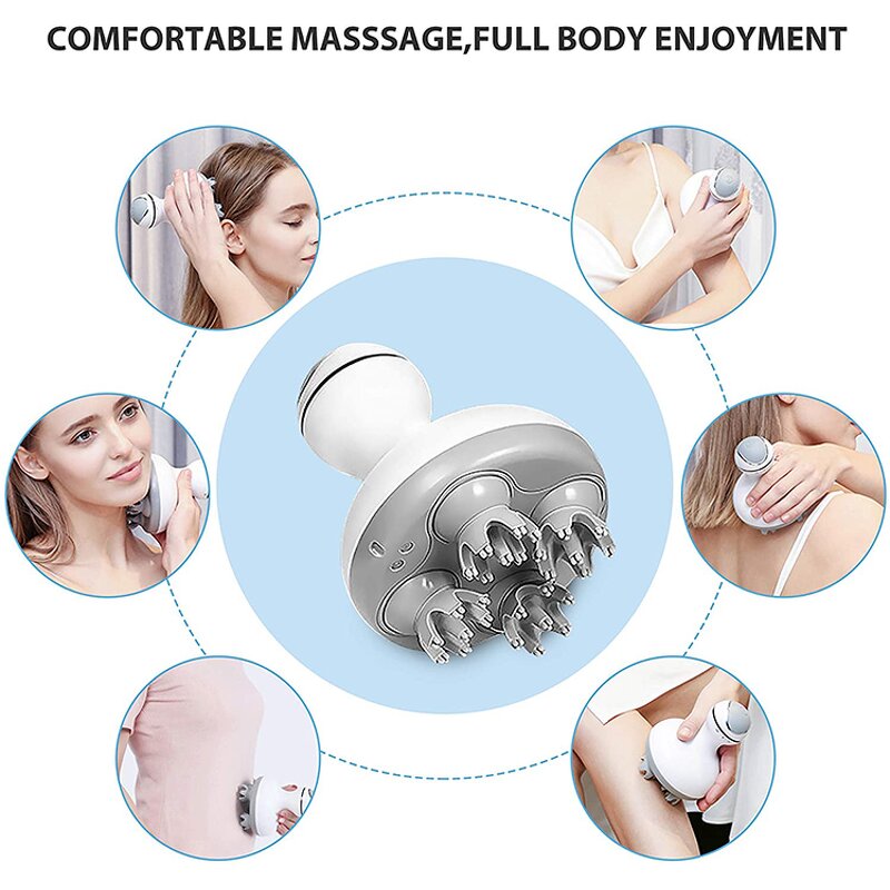 Head Massager Manufacturer - Portable Cordless Handheld with 4 Replacement Heads Electric for Relaxation