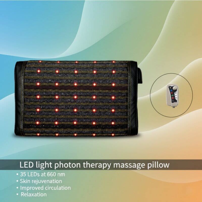 Massage Pillow Manufacturer - 35 LEDs Red Light Therapy Tourmaline Photon for Neck Shoulder Head