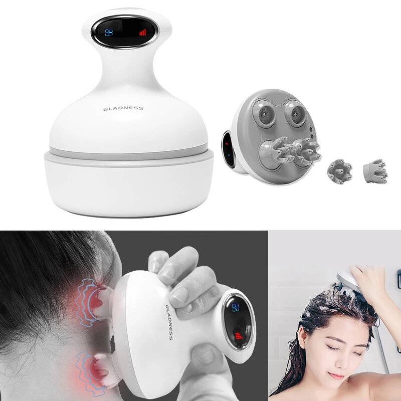 4D Waterproof Head Massager - New Wireless Scalp Massage Promote Hair Growth Tool