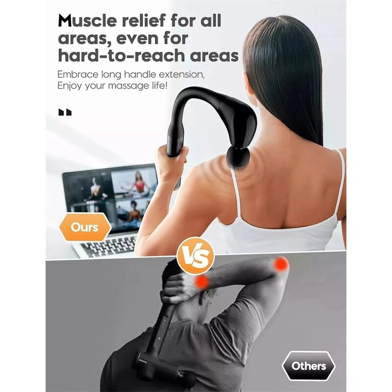 U-Shaped Massage Gun - Electric Extended Handle Body Facial Back Hammer Tool