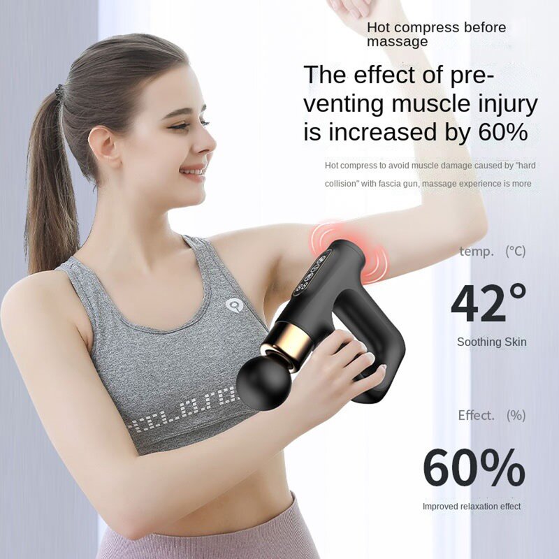 3-in-1 Fascia Gun - Hot Compress Pulse Deep Muscle Tissue Massage Gun Tool