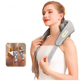 Wireless Shiatsu Neck Massager - Deep Kneading Hand-Shaped Heating Shoulder Pain Tool