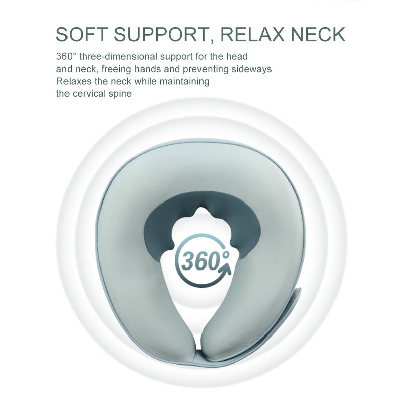 Inflatable Neck Massage Pillow - U Shape Travel Kneading Car Home Shiatsu Tool