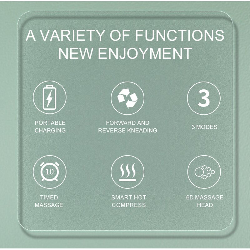 Inflatable Neck Massage Pillow - U Shape Travel Kneading Car Home Shiatsu Tool