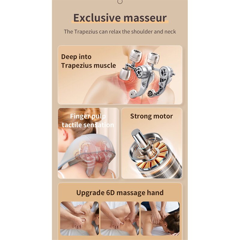 Hand-Like Kneading Massager - Heating Shiatsu Neck Shoulder Back Electric Tool