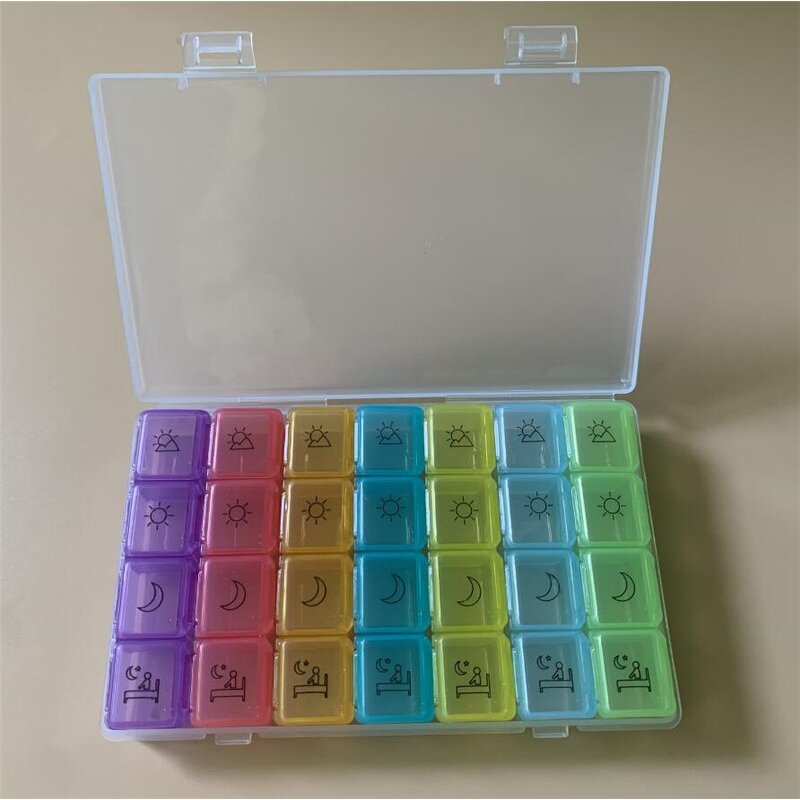 28 Compartment Pill Case - Mini Travel 7 Day & 4 Times Plastic Organizer Tool