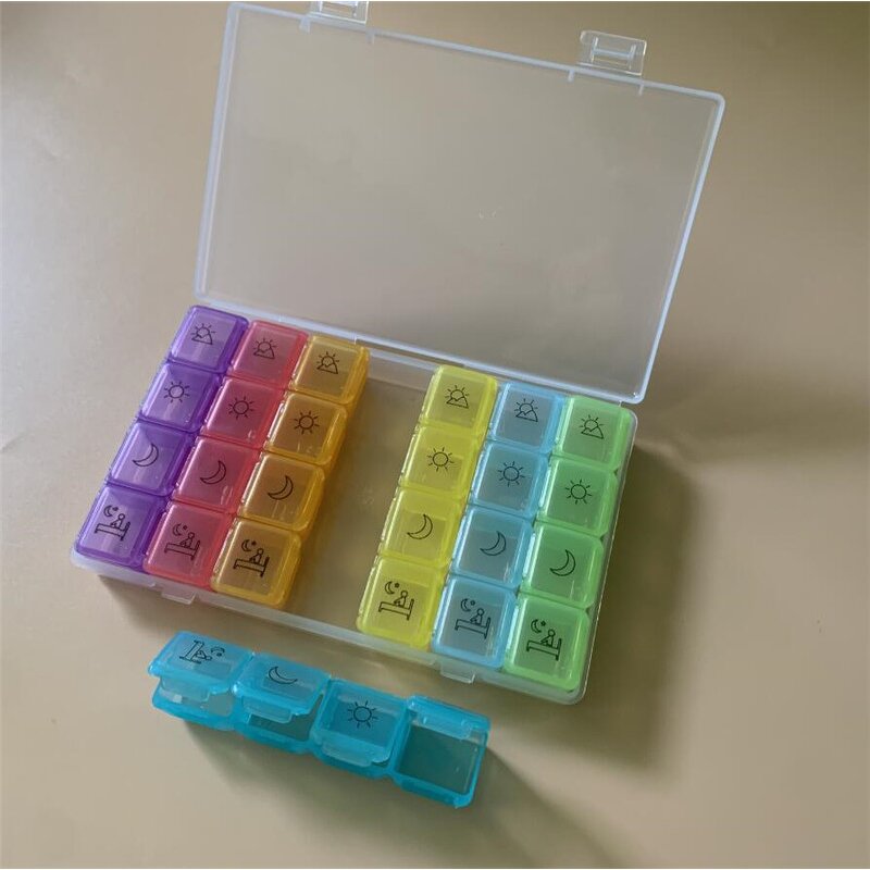 28 Compartment Pill Case - Mini Travel 7 Day & 4 Times Plastic Organizer Tool