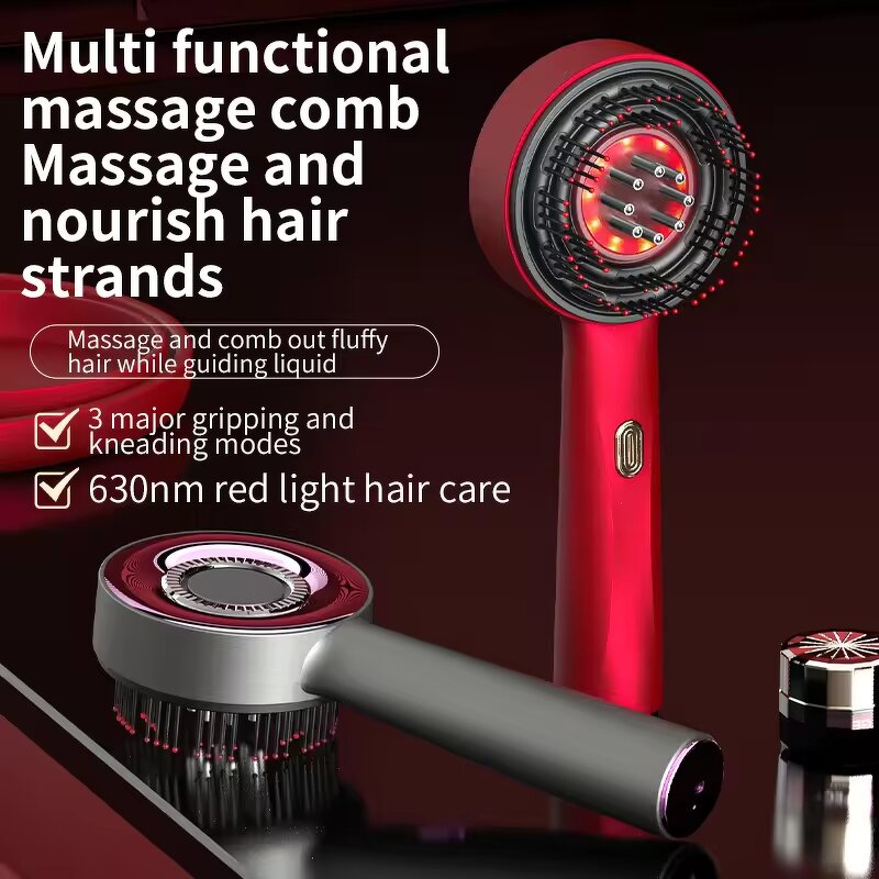 3-in-1 Scalp Massager - Electric Red Light Oil Applicator Removable Comb Tool