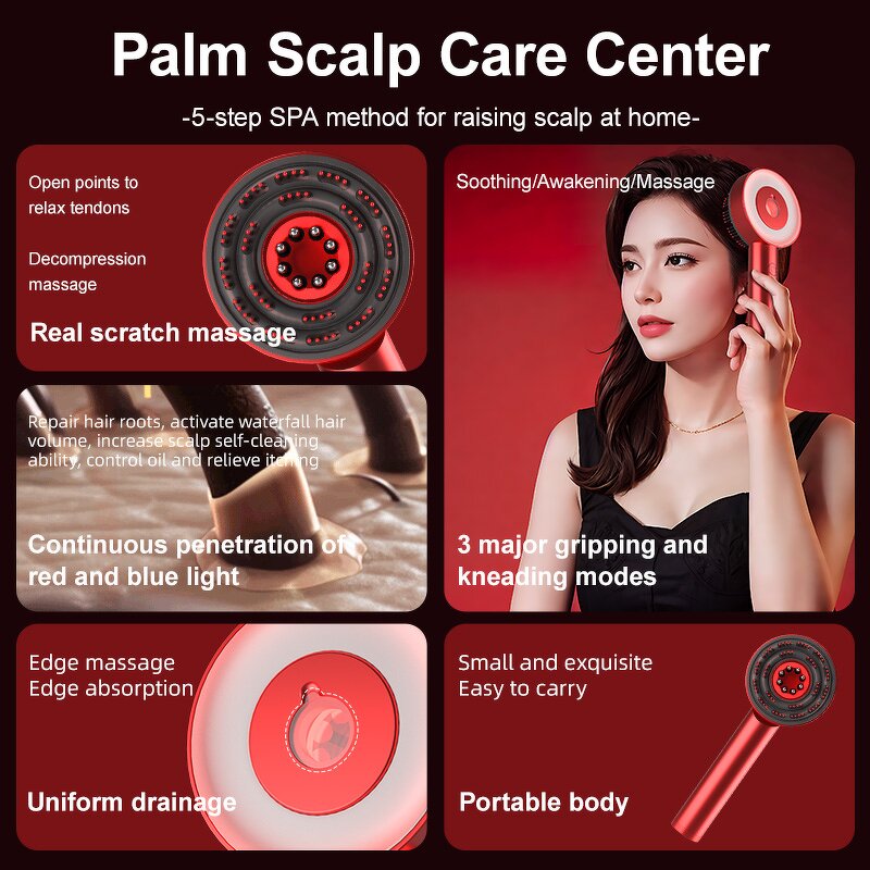 Rechargeable Scalp Massager - Electric Heating Soft Tooth Massage Comb Tool