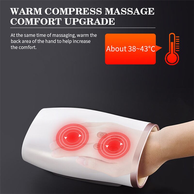 Cordless Hand Massager - Electric Vibrating Acupressure Warmer Finger Joint Palm Tool