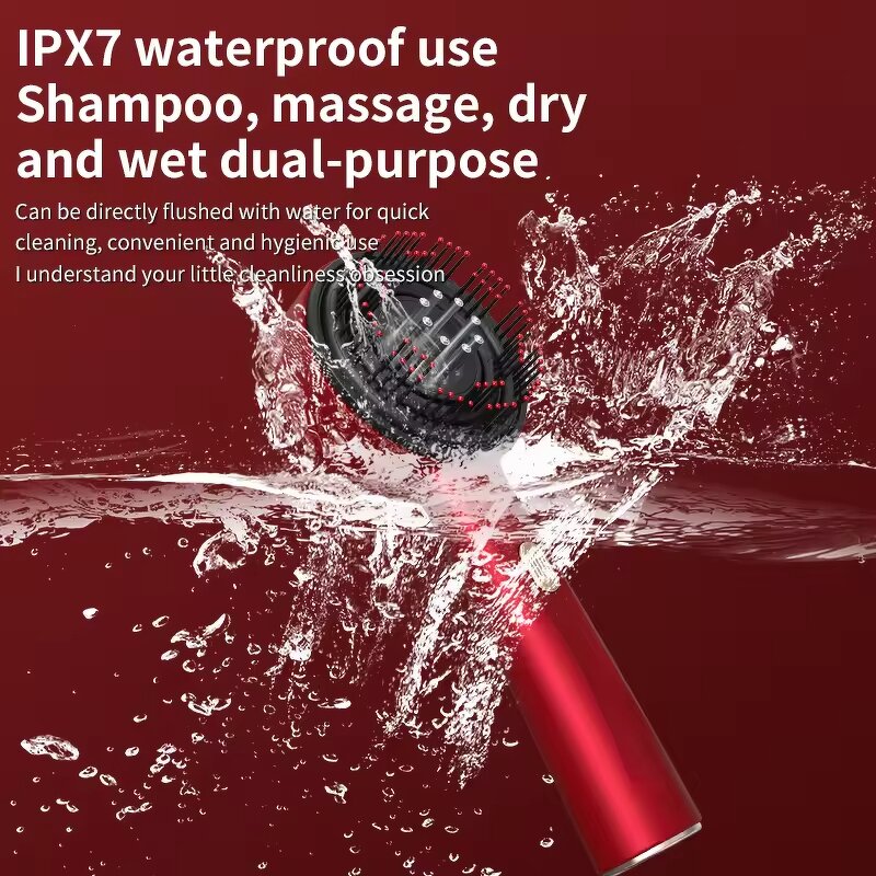 3-in-1 Scalp Massager - Electric Red Light Oil Applicator Removable Comb Tool