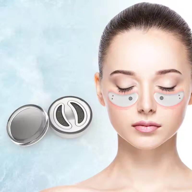 LED Red Light EMS Eye Massager - Gel Patch Under Eye Wrinkle Treatment Tool