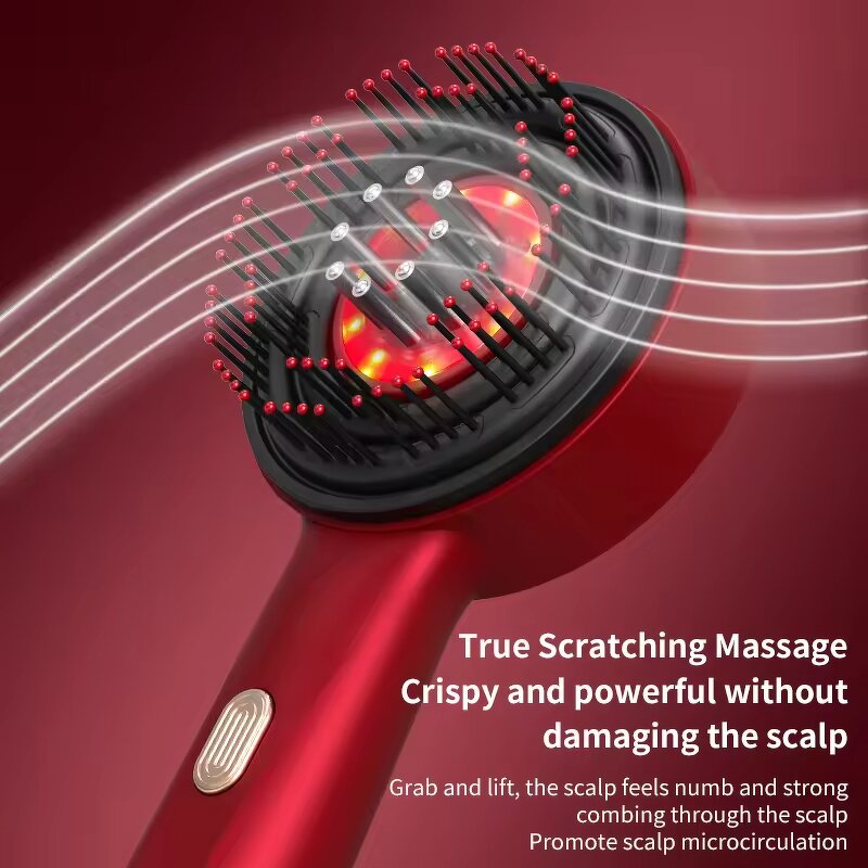 Cordless Scalp Massager - Electric Brush Comb Oil Applicator Vibrating Cleansing Tool
