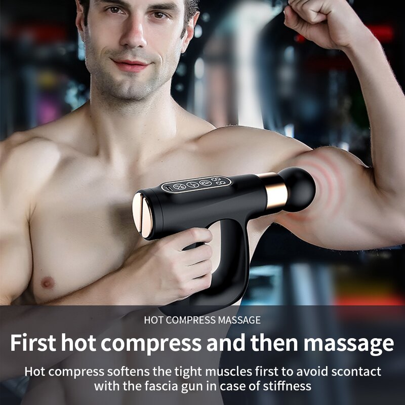 3-in-1 Fascia Gun - Hot Compress Pulse Deep Muscle Tissue Massage Gun Tool
