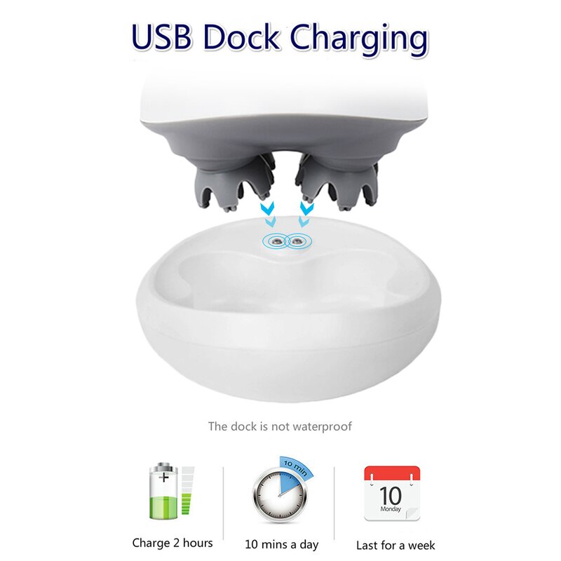 4D Waterproof Head Massager - New Wireless Scalp Massage Promote Hair Growth Tool