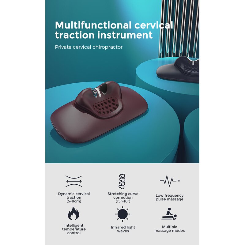 Cervical Spine Massager - Heating Pulse Acupressure Pillow Traction Instrument