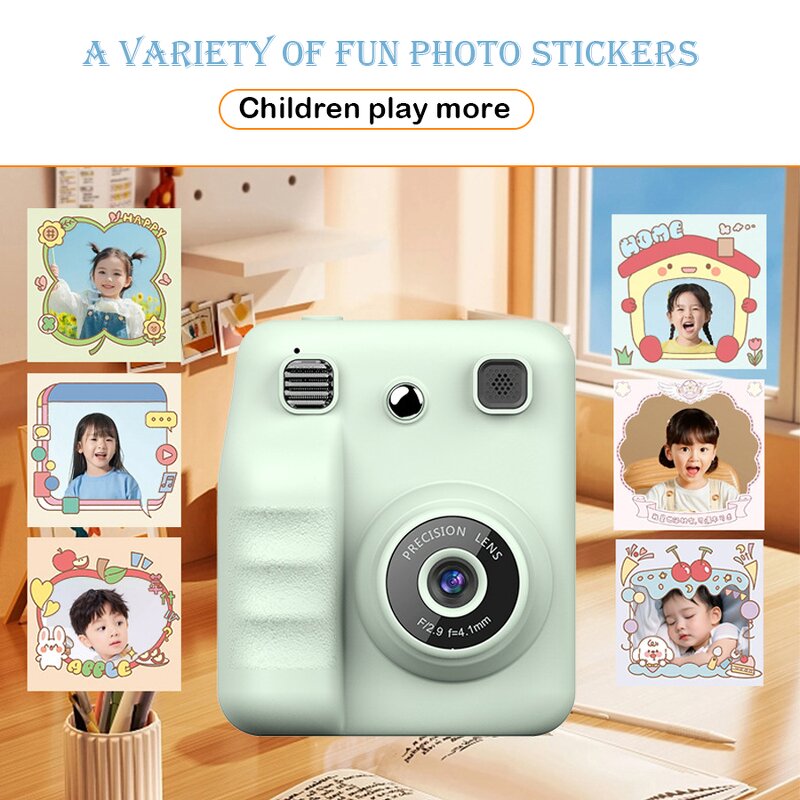 Kids Instant Camera - Portable Mini Photo Printer Game Play Recording Novelty Gift