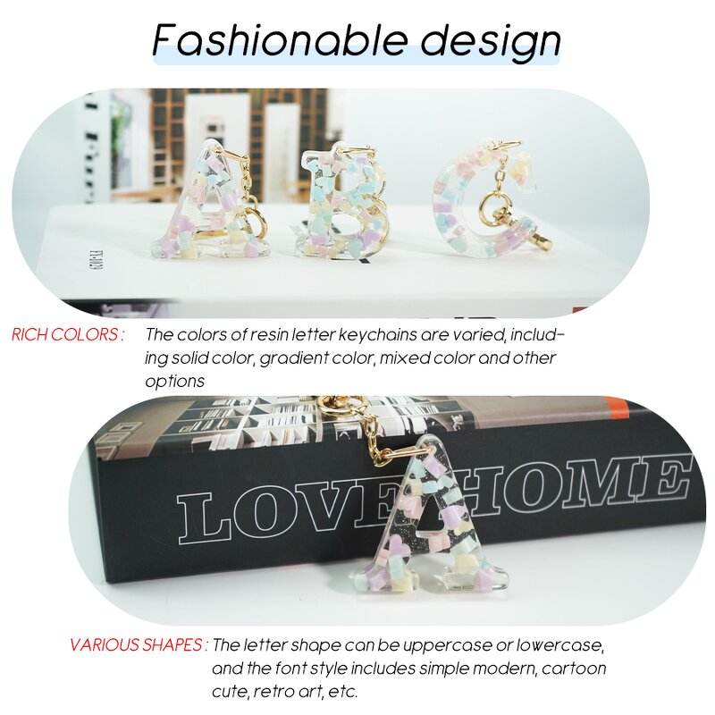 Resin Alphabet Keychains - Wholesale A-Z Initial Charms Bulk Gift Branding Tool