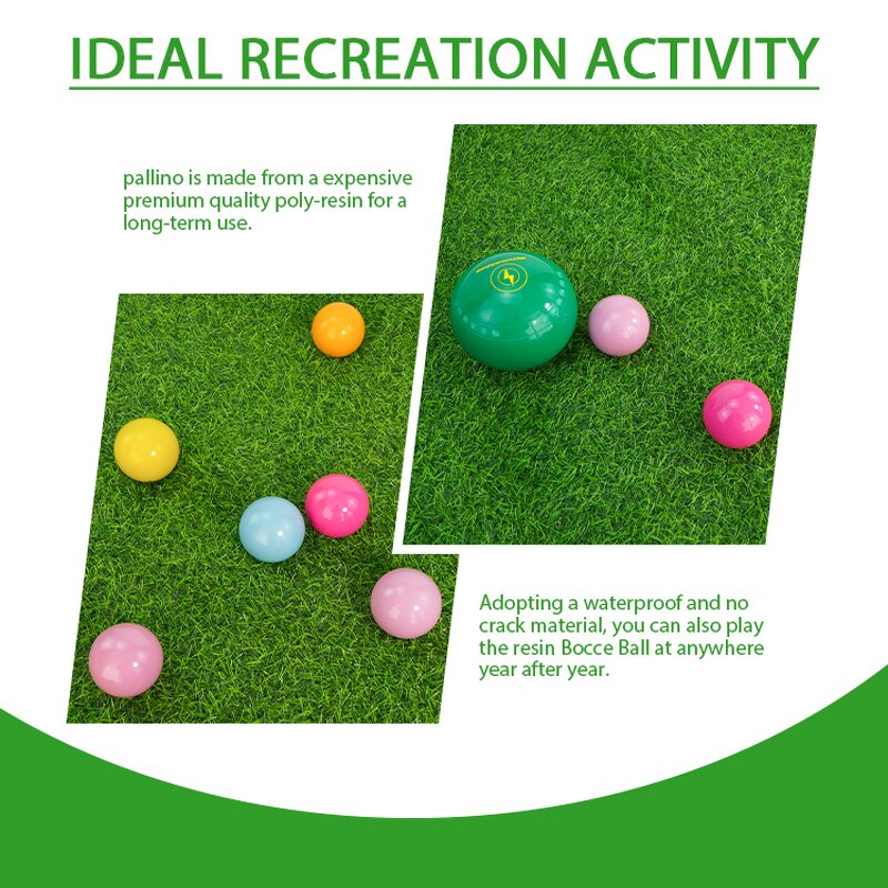 Outdoor Bocce Ball Set - 63-67mm Waterproof Anti-Cracking Poly-Resin Garden Game
