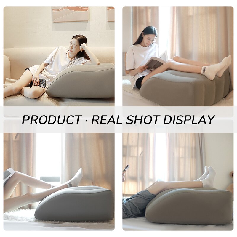 PVC Flocking Footstool - Comfortable Inflatable Home Relaxation Foot Rest Tool