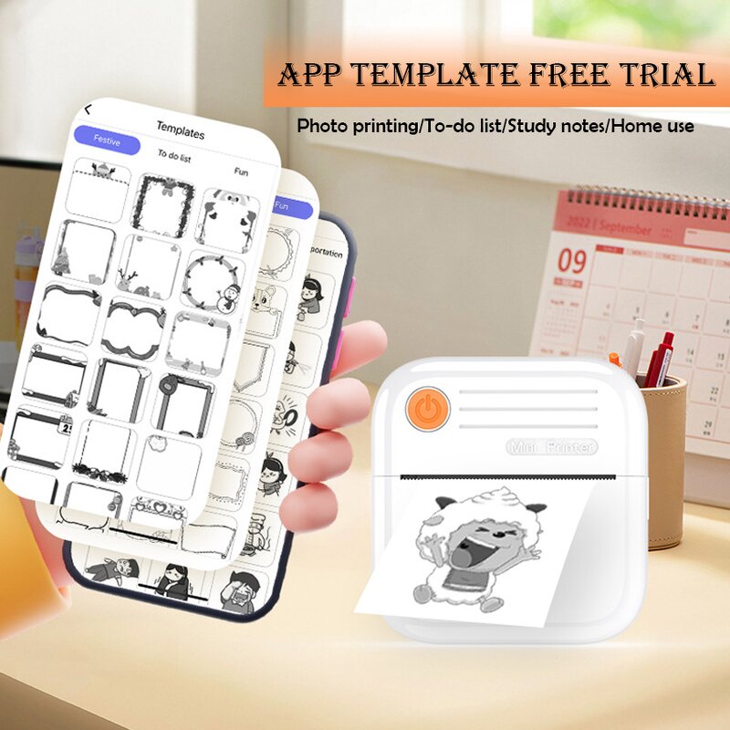 Wireless Thermal Printer - Bluetooth Mini Photo Label Notes DIY Sticker Tool