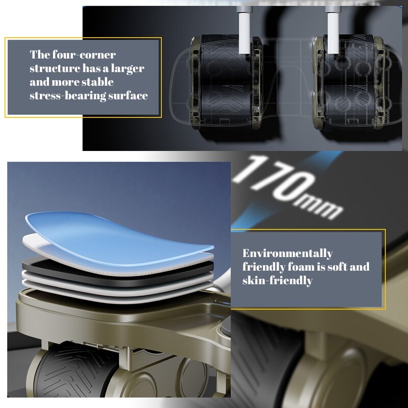 Automatic Rebound Ab Wheel - 4-Wheel Elbow Knee Mat Abdominal Training Tool