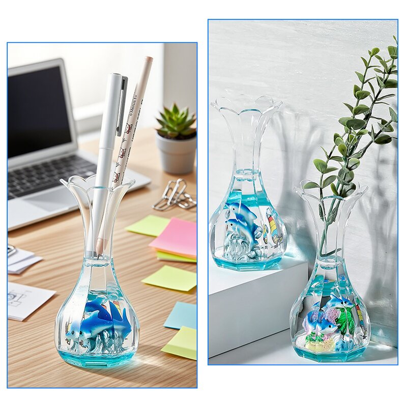 Acrylic Sailboat Figurine - Star Glitter Mineral Oil Ocean Home Decor Gift Tool