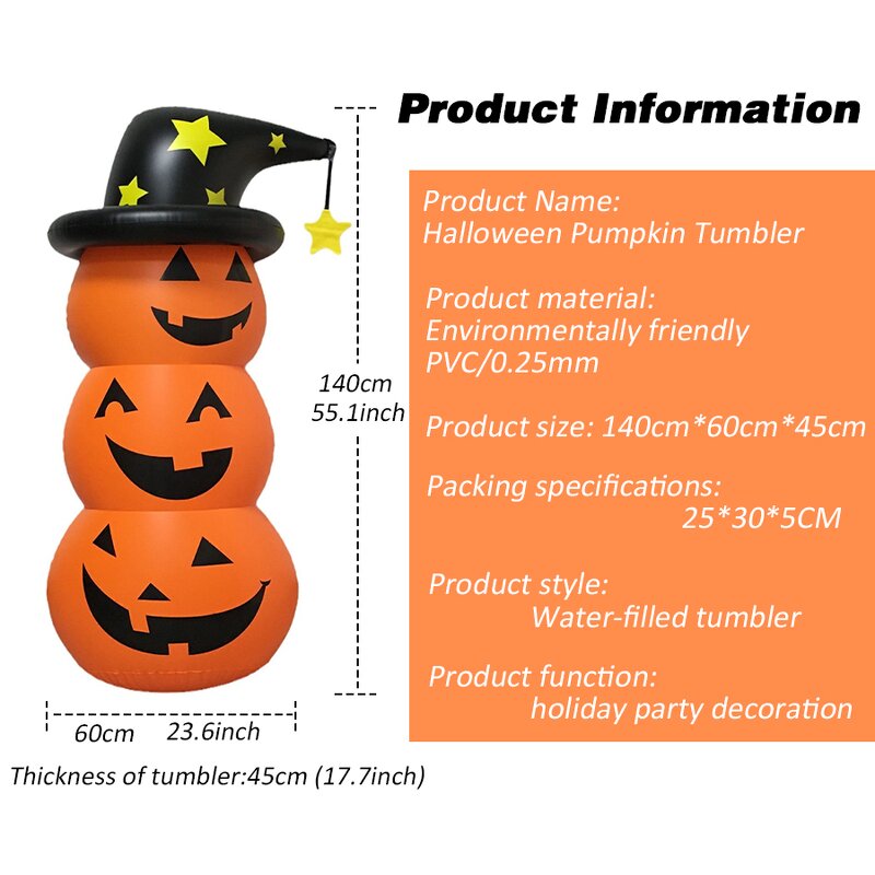 PVC Pumpkin Tumbler - 0.25mm 140x60x45cm Durable Water Ballast Base Tool