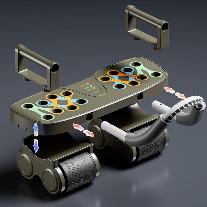 Automatic Rebound Ab Wheel - 4-Wheel Elbow Knee Mat Abdominal Training Tool