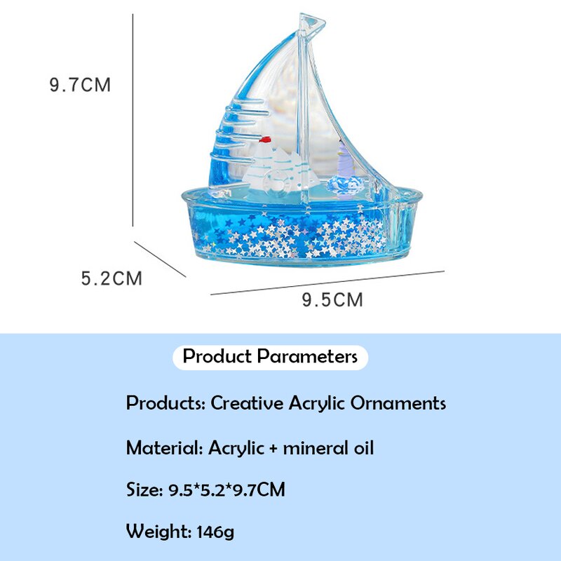 Acrylic Sailboat Ornament - Marine Style Resin Wedding Party Novelty Gift Tool