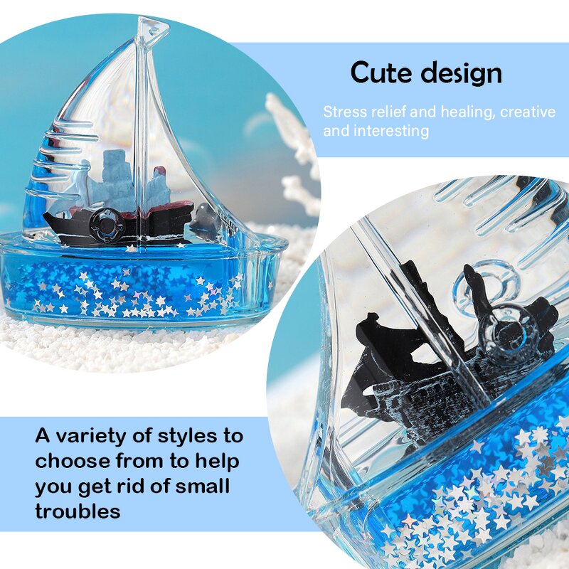 Acrylic Sailboat Figurine - Creative Mineral Oil Star Glitter Home Accent Gift
