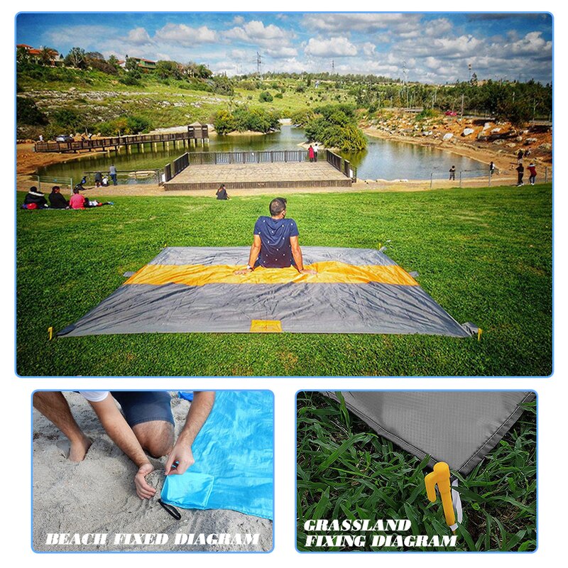 Pocket-Style Beach Mat - Portable Waterproof Moisture-Proof Lawn Picnic Party Tool
