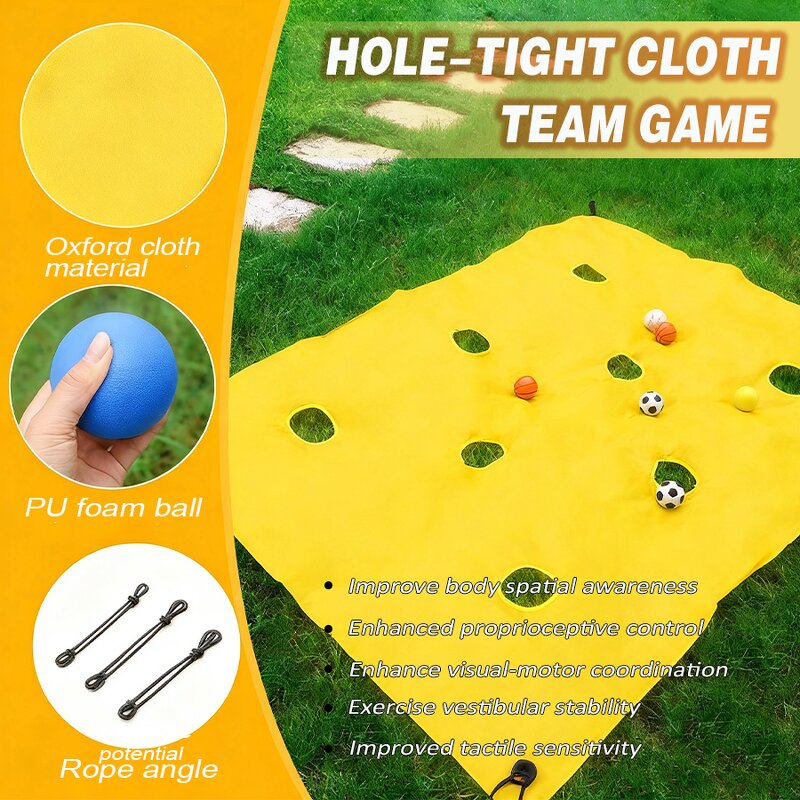 Hole Tarp Game - 85x57 Inch Team Building Work Group Activity Fun Mat