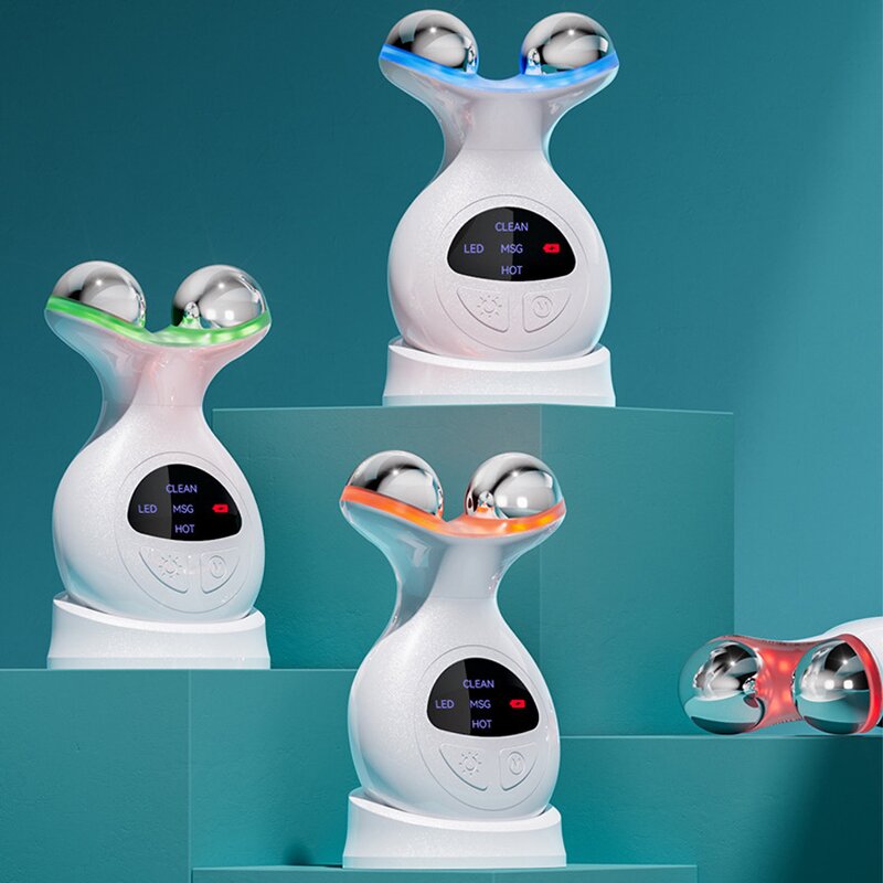 7 Color LED Facial Massager - Professional Home Use Vibration 3D Lifting Head Tool