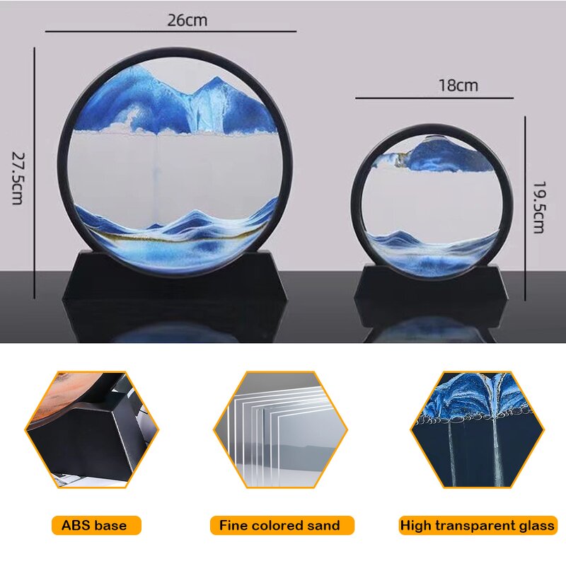 3D Quicksand Art - Deep Sea Landscape Glass Relaxing Home Office Desk Decor