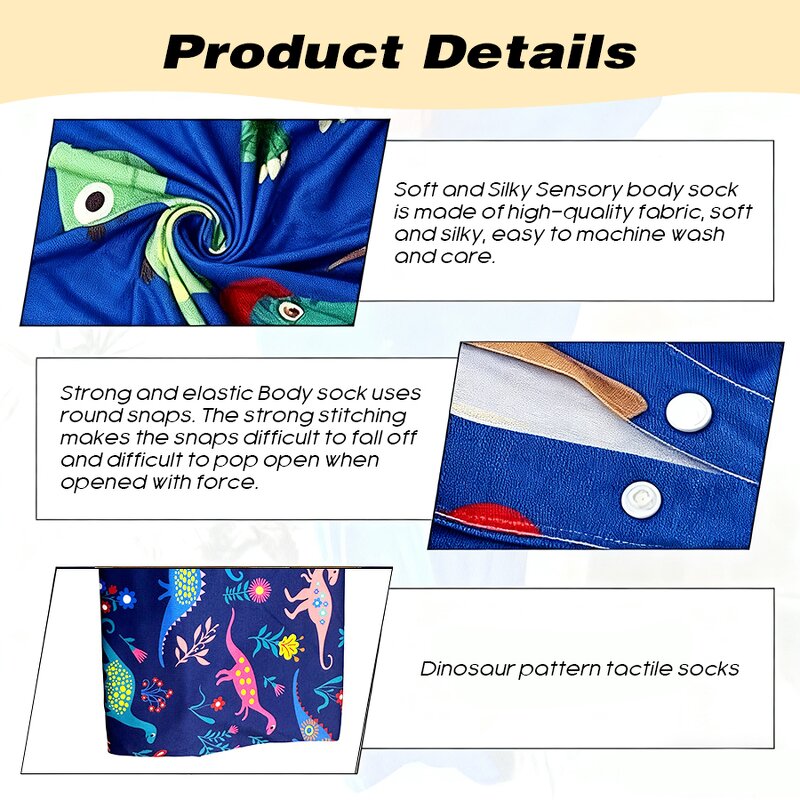 Dinosaur Sensory Sock - Rainbow Pattern Promote Relaxation Enhance Proprioception