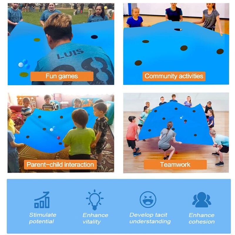 Hole Tarp Game - 85x57 Inch Team Building Work Group Activity Fun Mat